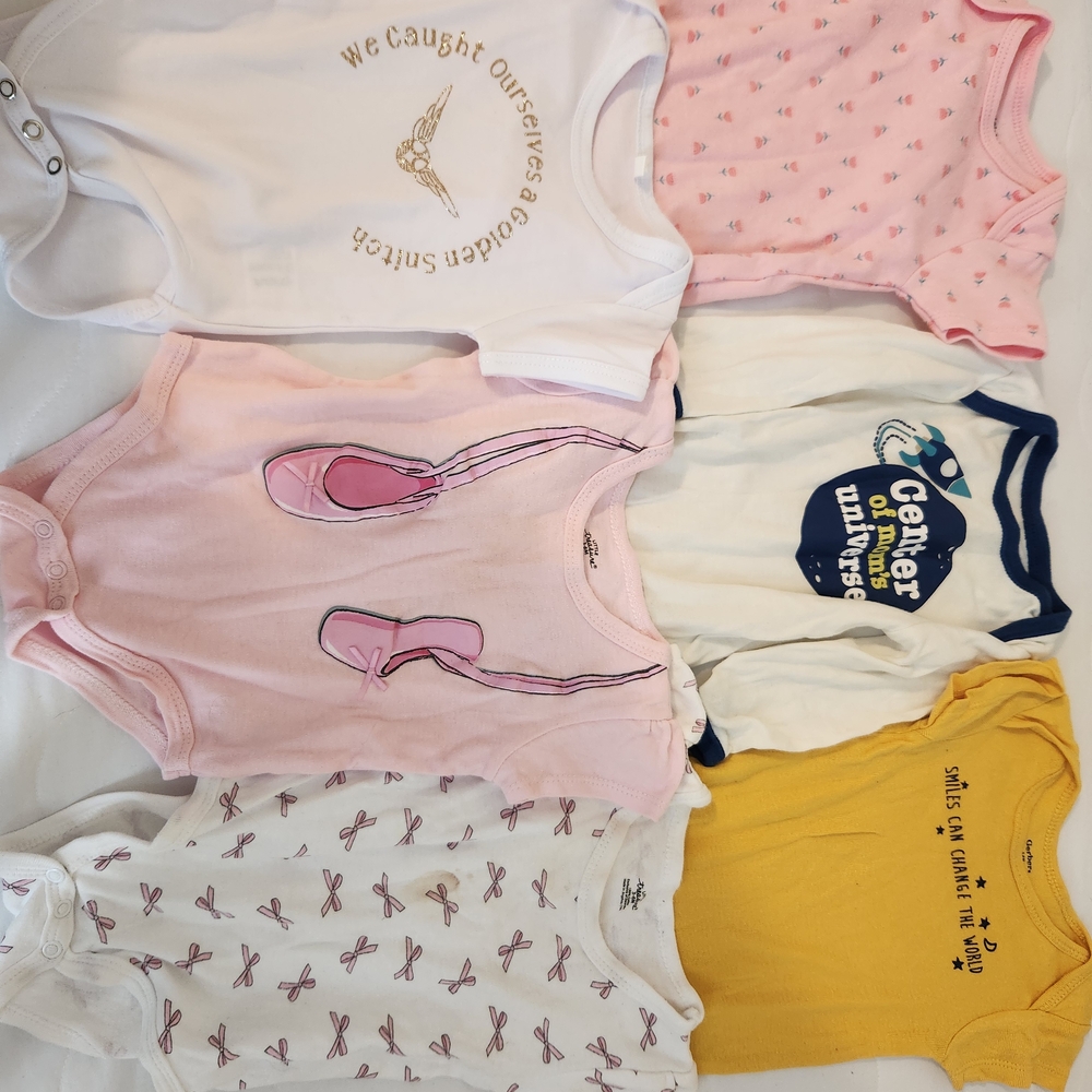 Carter's Pink and White Baby Onesie Set